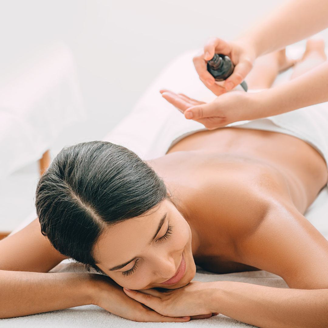 Oil Or Lotion Application During A Stress Relief Massage