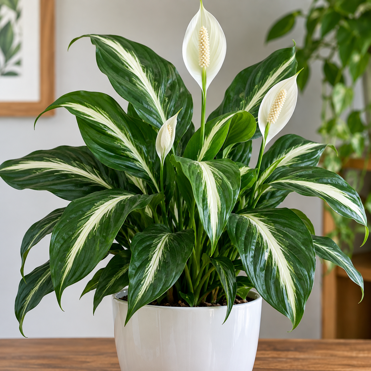 White Stripe Peace Lily