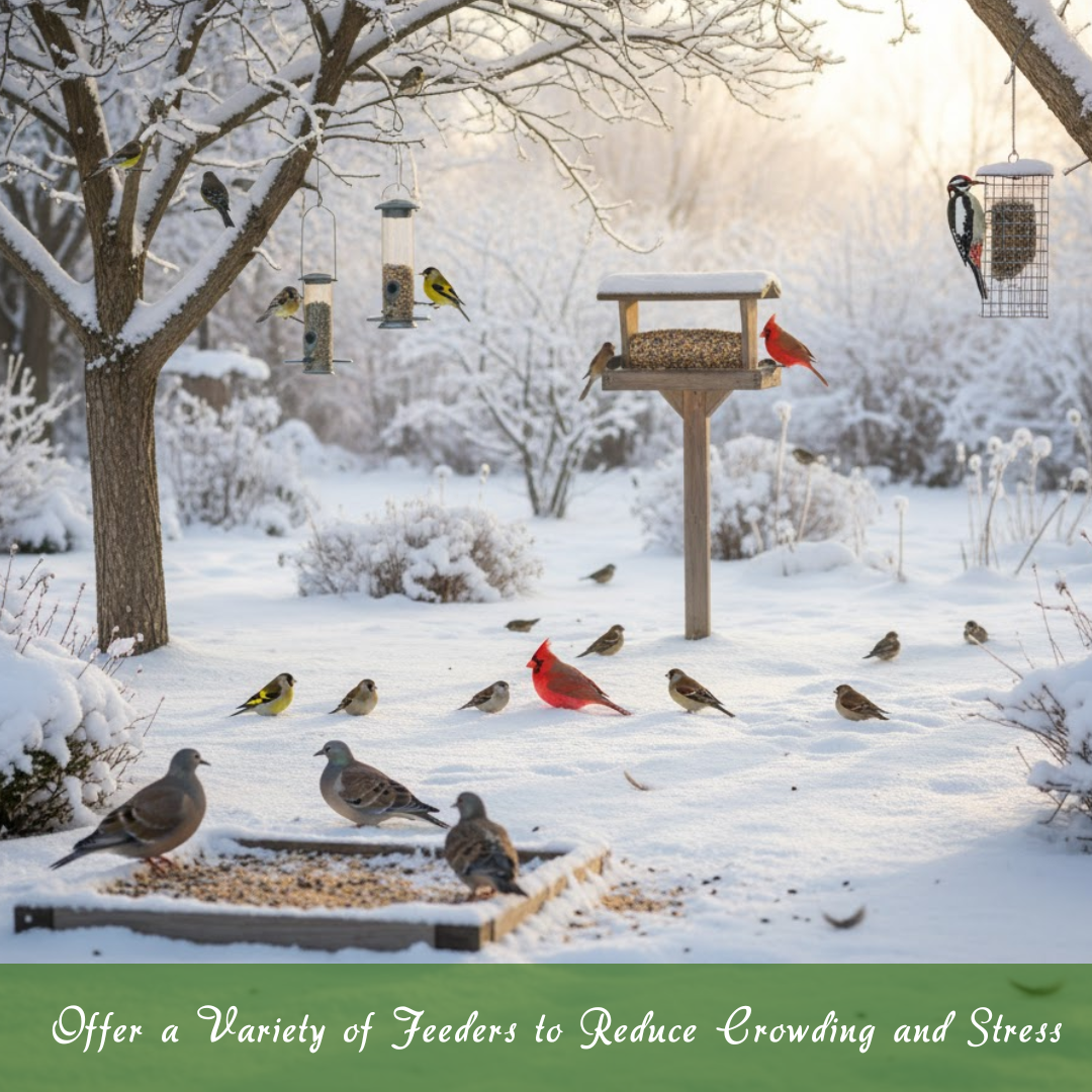 Offer A Variety Of Feeders To Reduce Crowding And Stress